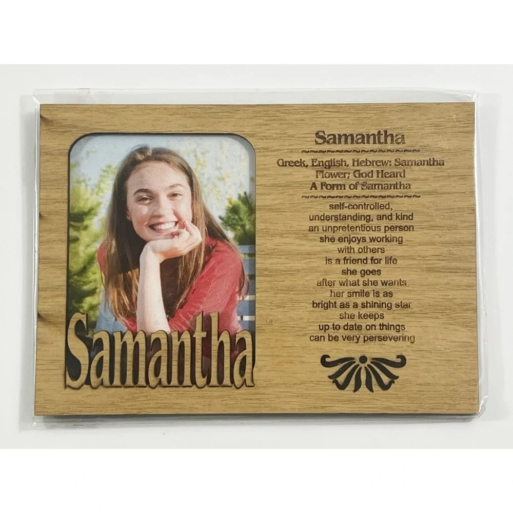 SAMANTHA Personalized Name Profile Laser Engraved‎ Wood Picture Frame Magnet